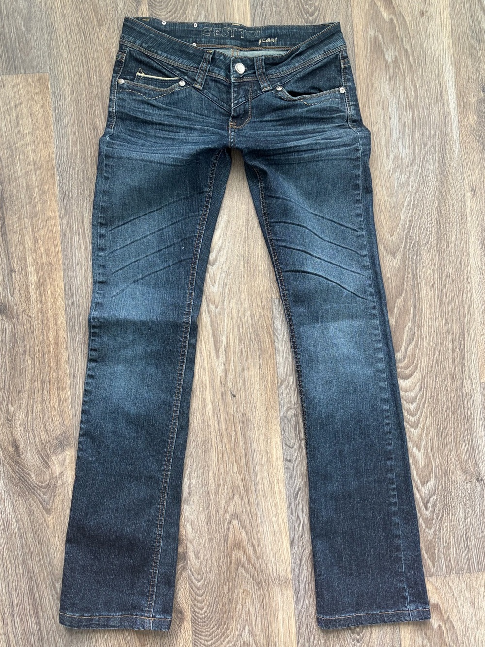 Y2K Super Low Rise Bootcut Jeans Dark Wash C’est Toi Size 3